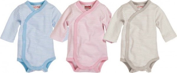 Schnizler Baby - Wickelbody Unisex Ringel Langarm natur Gr. 44