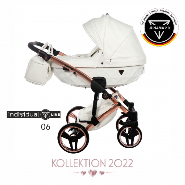 JUNAMA Kombi Kinderwagen INDIVIDUAL 06 2.0 - weiß/kupfer