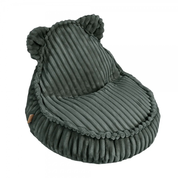 MeowBaby Sitzsack Bär Churros Plüsch-Cord - Pine Forest Green