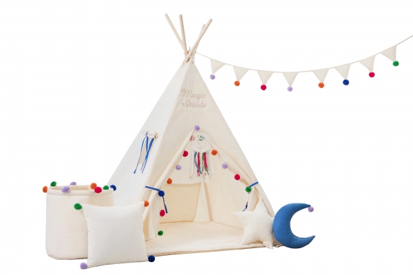 Design4Kids Tipi-Zelt XXL-Set Magic of Colors - creme