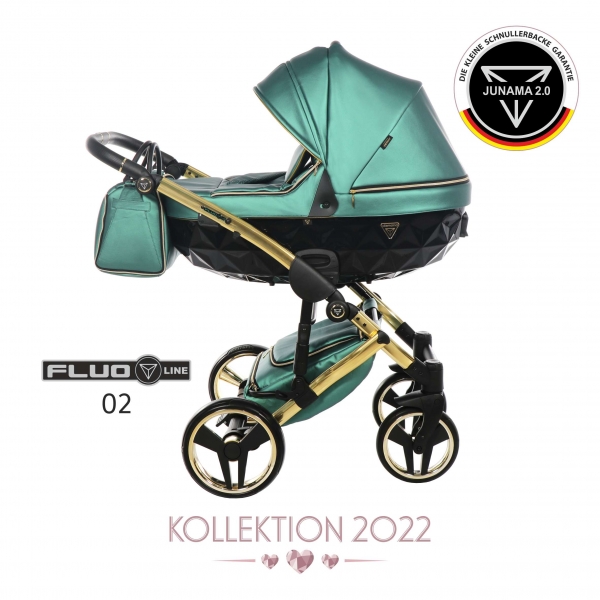 JUNAMA Kombi Kinderwagen DIAMOND FLUO 02 2.0 - grün