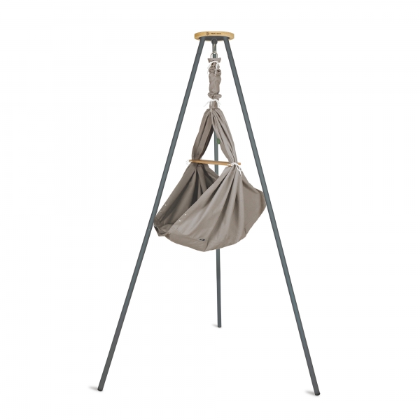 PAULI &amp; CO Federwiegen-Set Baby &amp; Gestell Tripod SMART anthrazit - Mausgrau