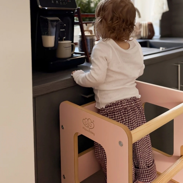MeowBaby Montessori Lernturm / Küchenhelfer Solid - hellrosa