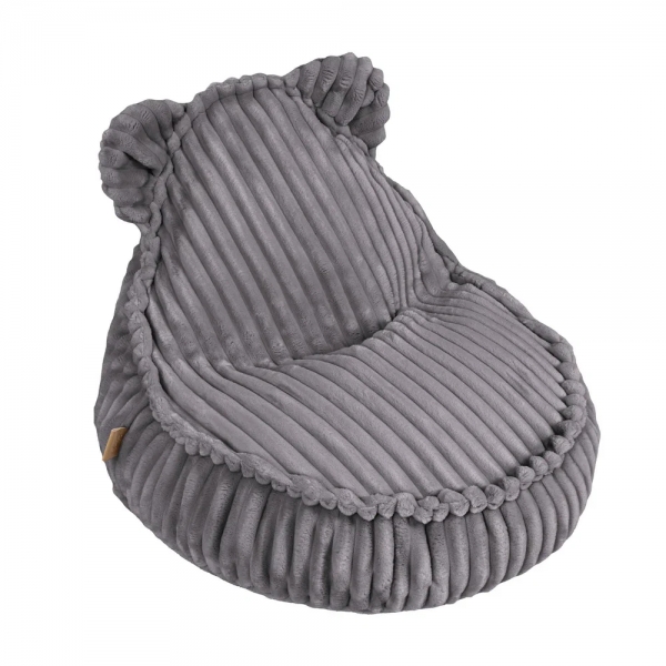 MeowBaby Sitzsack Bär Churros Plüsch-Cord - Jurassic Grey