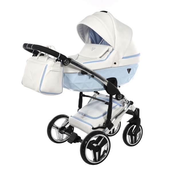 JUNAMA Kombi Kinderwagen CANDY 02 2.0 - weiß/hellblau