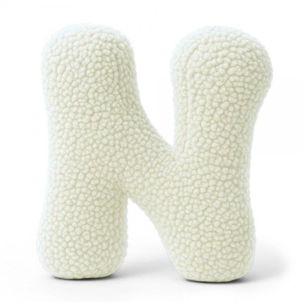 MeowBaby Buchstaben-Kissen Bearly N - creme/beige