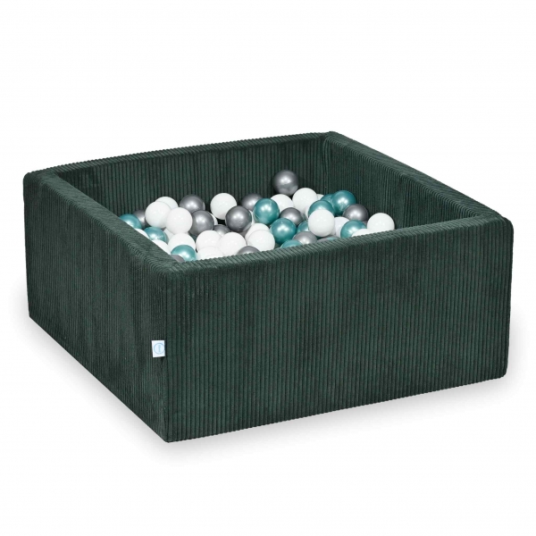 MiMii Bällebad 90x90x40cm Cord dark cyan mit 400 Bällen zum selber Gestalten nach Wunsch