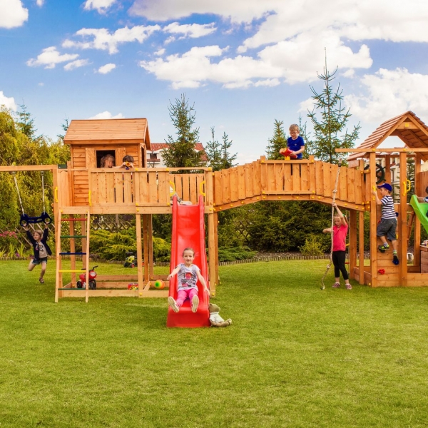 FUNGOO MAXI Set Smile Farm - Klettergerüst mit Kletterwand &amp; 2 Rutschen