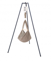 QOOKIE Swing Federwiege mit Motor Cube und Gestell anthrazit - mokka