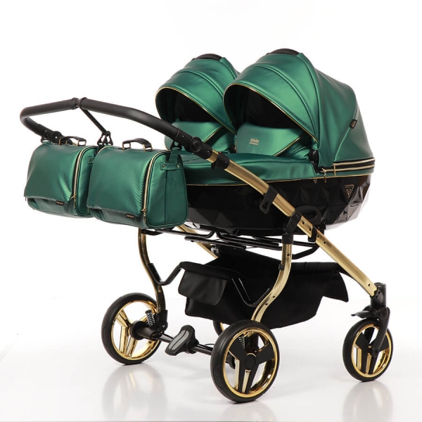 JUNAMA Zwillingskinderwagen Fluo Line Duo 02 - grün/schwarz