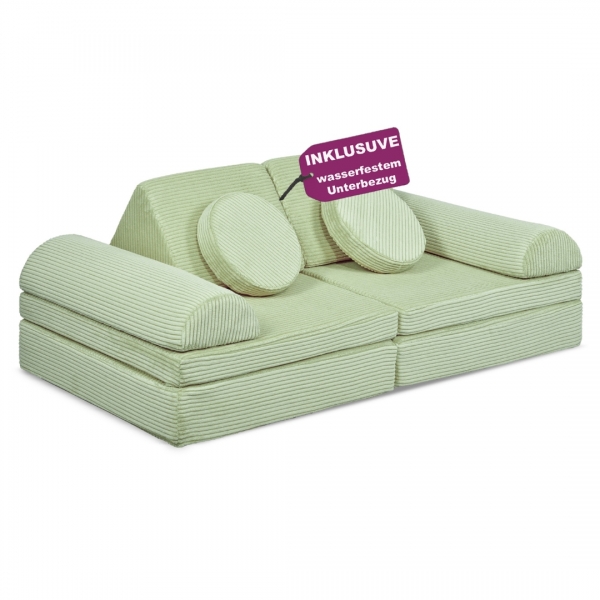 LINODINO Spielsofa Cord Fantasiewelt - Avocado Grün
