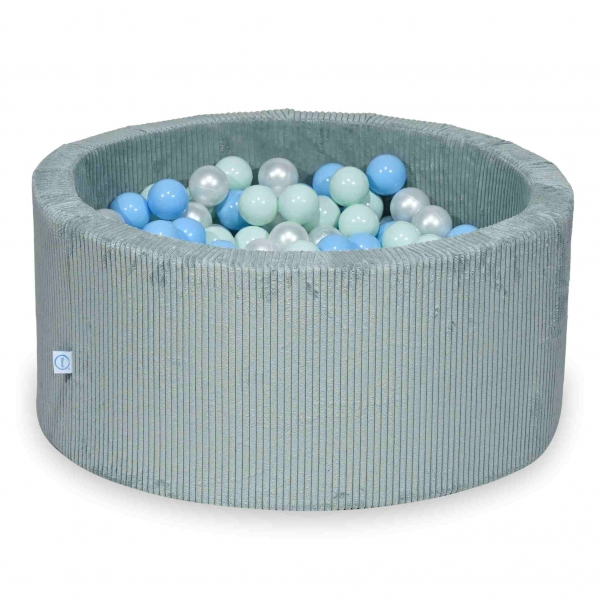 MiMii Bällebad 90x40cm Cord sage mint mit 300 Bällen zum selber Gestalten nach Wunsch