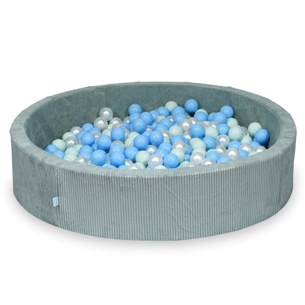MiMii Bällebad 130x30cm Cord sage mint mit 600 Bällen zum selber Gestalten nach Wunsch