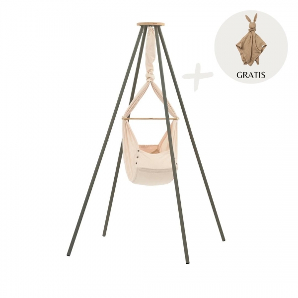 NONOMO Big Dreams Federwiege mit Gestell TIPI anthrazit - Almond