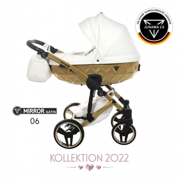 JUNAMA Kombi Kinderwagen MIRROR SATIN 06 2.0 - gold/weiß