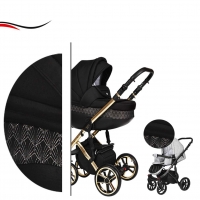 Baby Merc Kombikinderwagen 2 in 1 FASTER 3 ltd. L143 gold schwarz - 10-teilig