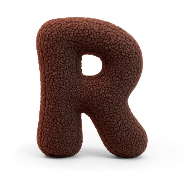 MeowBaby Buchstaben-Kissen Bearly R - chocolate