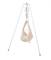 QOOKIE Swing Federwiege mit Motor Cube und Gestell weiß - Triangle creme