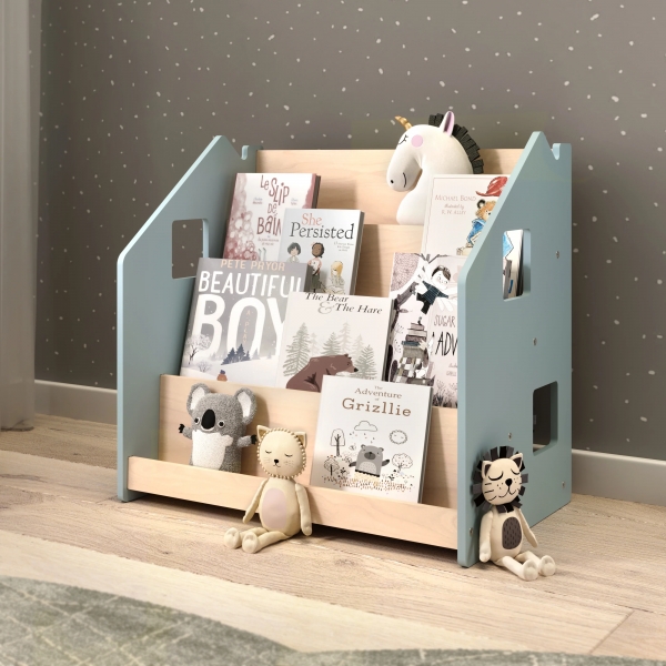 BusyKids Montessori Bücherregal für Kinder - zart blau