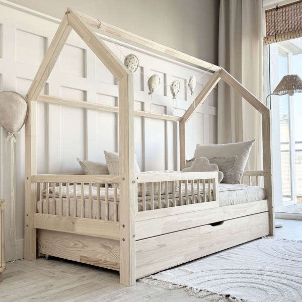 Design4kids Hausbett Sole Komfort Deluxe - 190x90 Naturholz