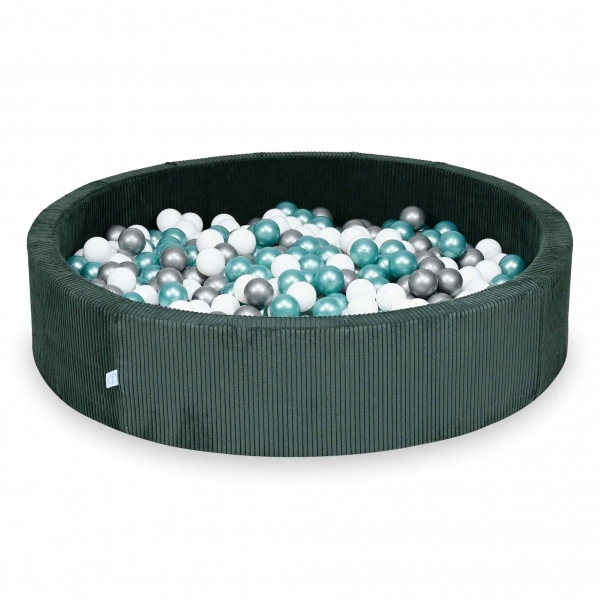 MiMii Bällebad 130x30cm Cord dark cyan mit 600 Bällen zum selber Gestalten nach Wunsch