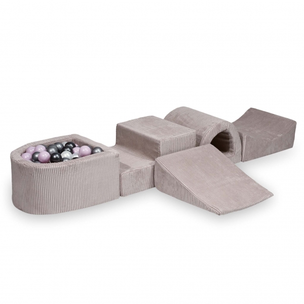 MiMii Schaumspielset II Cord misty rose mit Bällebad und 100 Bälle zum selber Gestalten