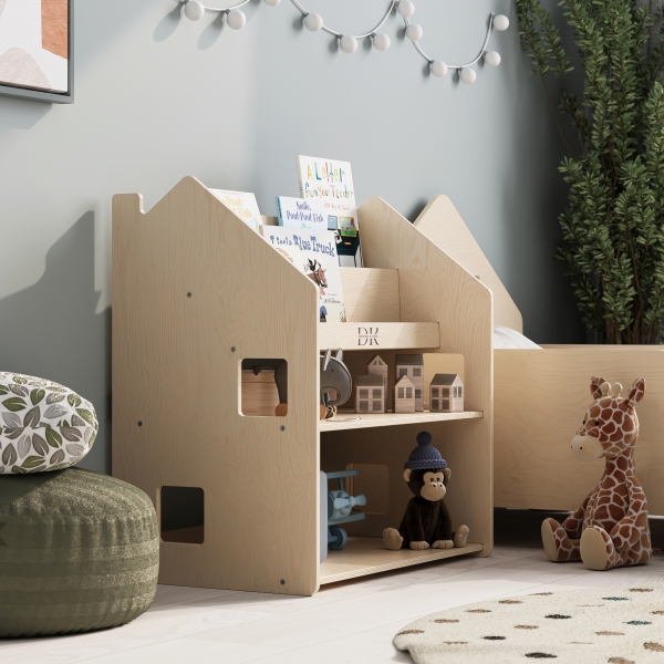 Design4Kids Montessori 2-in-1 Bücherregal für Kinder - natur