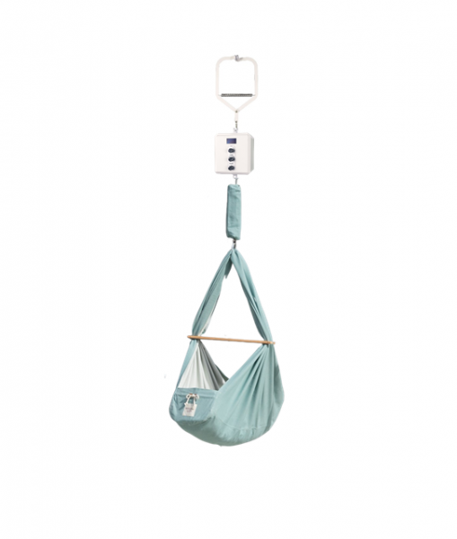 QOOKIE Swing Federwiege mit Motor Cube und Türrahmenklammer - mint