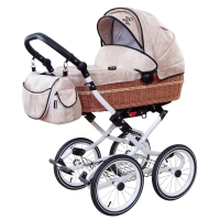 ZEKIWA Korbkinderwagen NATURE inkl. Wickeltasche, Lederlook Vanille