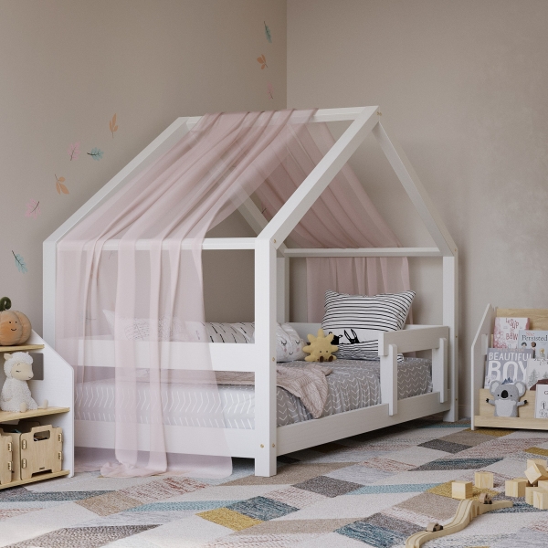 BusyKids Kinderbett-Haus MIMI-HOUSE mit verstärktem Rand 180 x 90 cm - Weiß