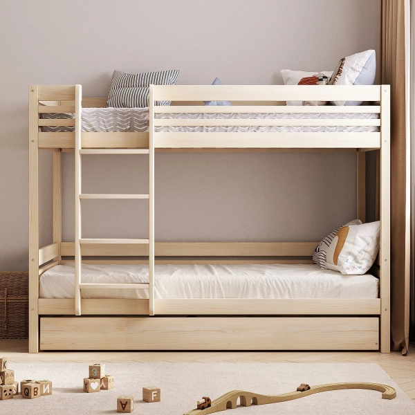 BusyKids Etagenbett TORI-MAX mit Leiter links 200 x 90 cm mit Aufbewahrungsschublade - Öl