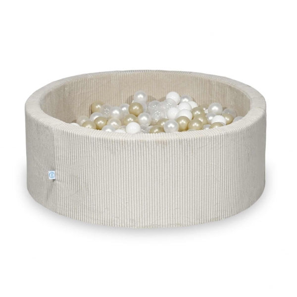 MiMii Bällebad 110x40cm Cord ivory beige mit 500 Bällen zum selber Gestalten nach Wunsch