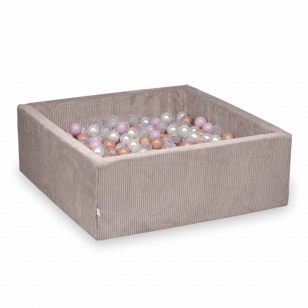 MiMii Bällebad 110x110x40cm Cord misty rose mit 600 Bällen zum selber Gestalten nach Wunsch