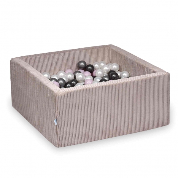 MiMii Bällebad 90x90x40cm Cord misty rose mit 400 Bällen zum selber Gestalten nach Wunsch
