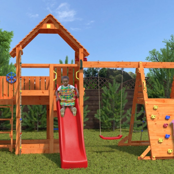 FUNGOO Big Leader Spider - Spielhaus mit Rutsche, Schaukel &amp; Kletterwand