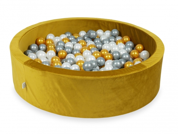 MiMii Bällebad VELVET gold 110x30cm mit 400 Bällen zum selber Gestalten nach Wunsch