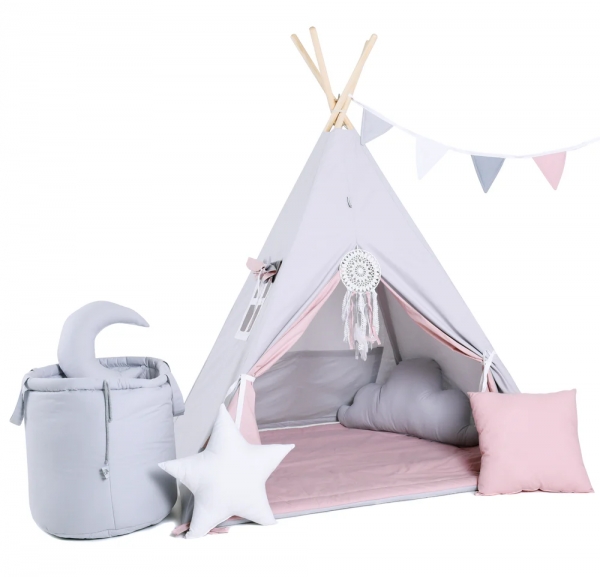 Design4Kids Tipi-Zelt XXL-Set Sugar Icicle - grau