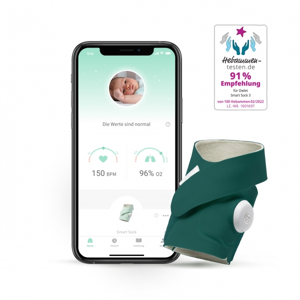 Owlet Smart Sock 3 Baby Monitor - deep sea green
