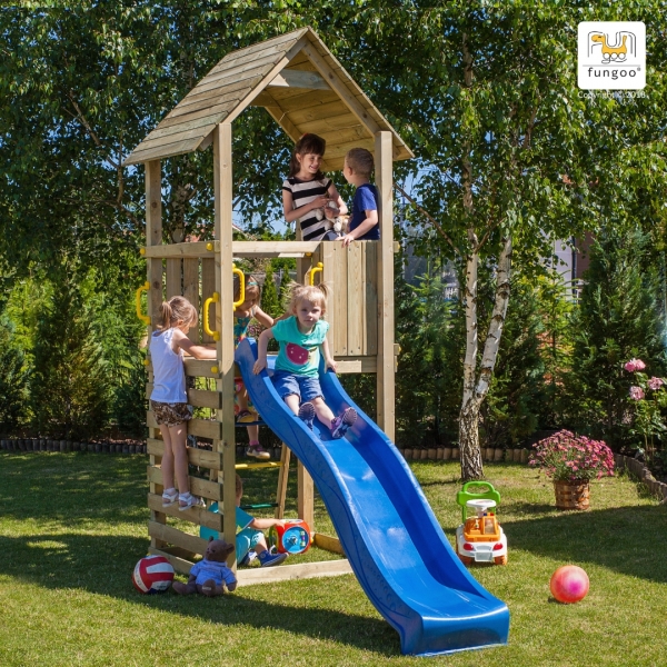 FUNGOO Spielturm CAROL 1 - Klettergerüst mit Rutsche blau