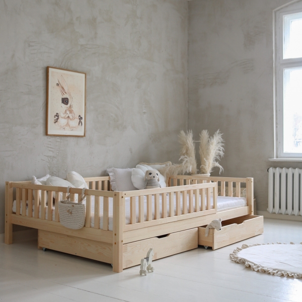 Design4kids Kinderbett Bino Komfort Deluxe Duo - 200x140 Naturholz