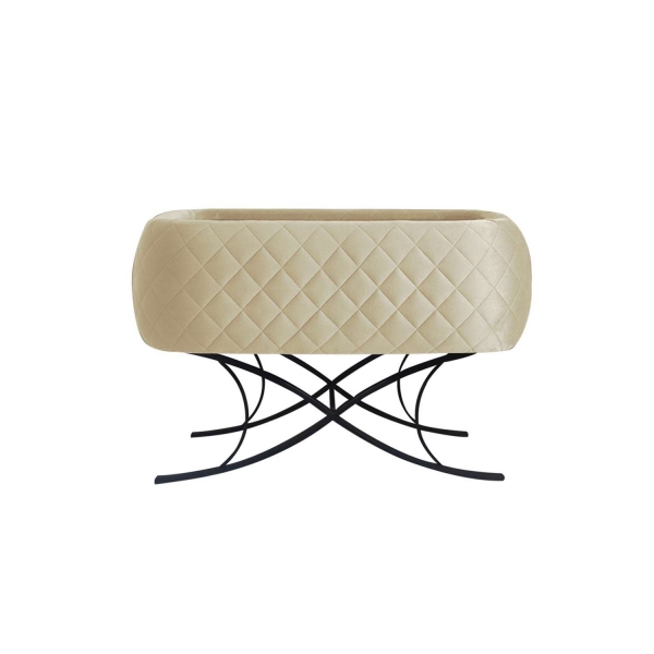 JABARI Babywiege Cornella mit Fuß - Beige/Schwarz