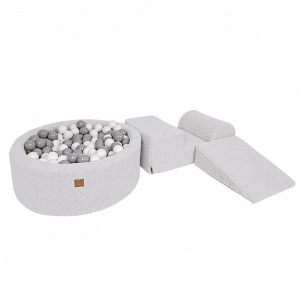 MeowBaby Schaumspielset Bearly creme/weiß mit Bällebad, 200 Bälle - eigene Farbauswahl