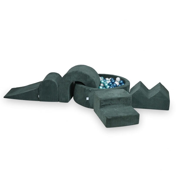 MiMii Schaumspielset XXL Cord dark cyan mit Bällebad 90x30 cm und 200 Bällen zum Gestalten