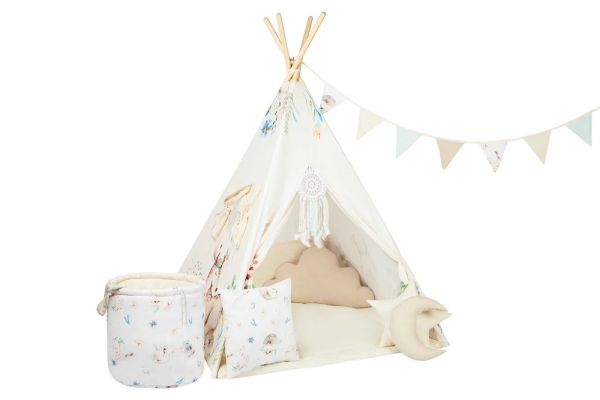 Design4Kids Tipi-Zelt XXL-Set Happy Glade - creme