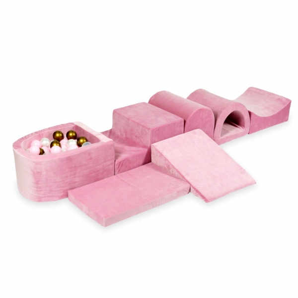 MiMii Schaumspielset XXL VELVET Soft rosa mit Bällebad und 100 Bälle zum selber Gestalten