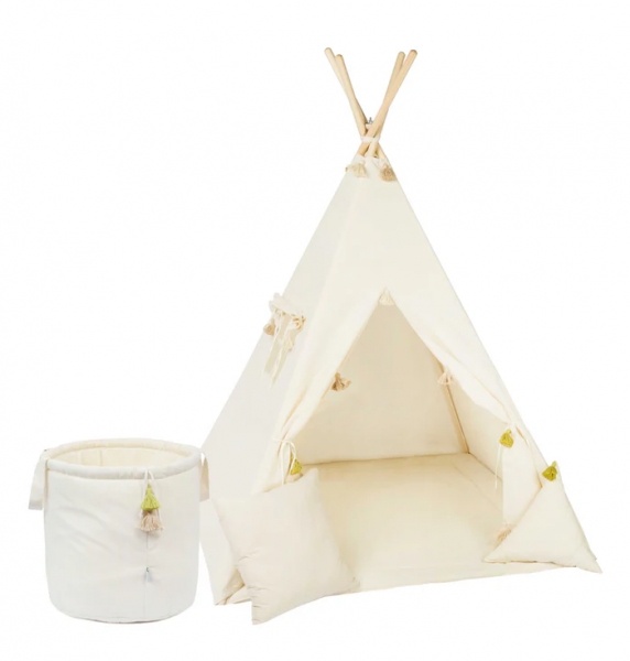 Design4Kids Tipi-Zelt L-Set Creamy Tassle - creme