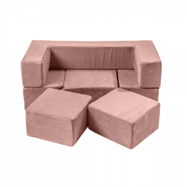 MeowBaby Spielsofa Bricks Velvet rosa, 100 Bälle - eigene Farbauswahl