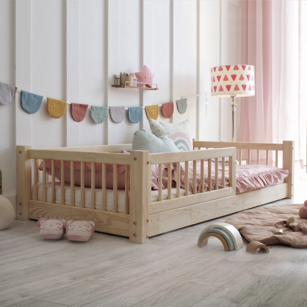 Design4Kids Kinderbett Basic mit sprossenschiene 160x80 cm Naturholz (Füsse 1 cm)