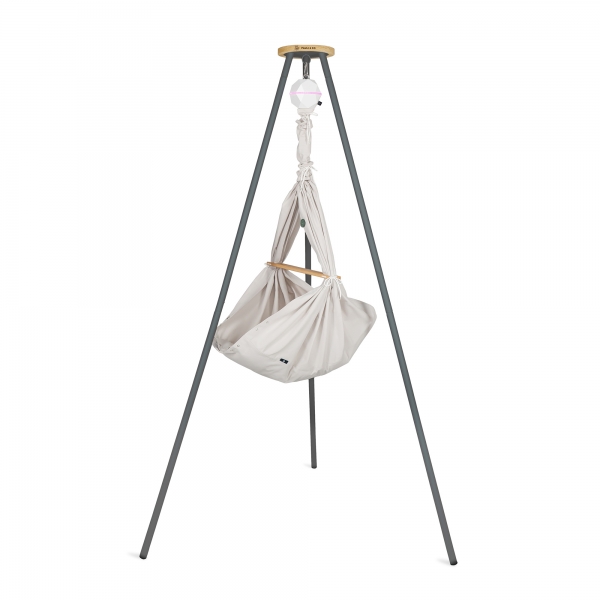 PAULI &amp; CO Federwiegen Motor Pure-Set &amp; Gestell Tripod SMART anthrazit - Natur Taupe