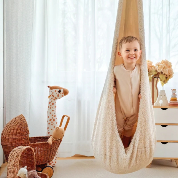 MeowBaby Hängesessel Cocoon Bearly - beige/creme